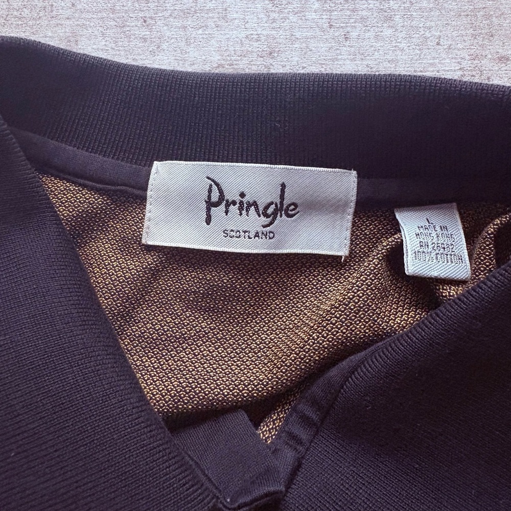 Pringle Of Scotland Men’s 100% Cotton Polo Brown Shirt, Size‎ L